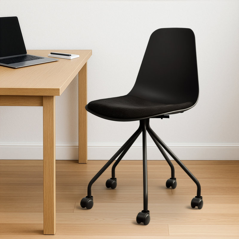 Chaise de bureau moderne sans accoudoirs Harsimar, Noir