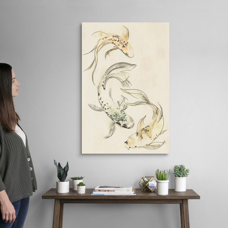 Koi Dance I, art mural sur toile, Toile tendue, H 36 po x l 24 po x P 1 po
