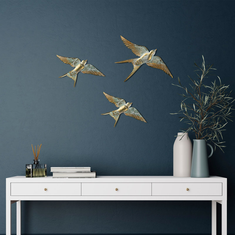 Accessoire mural décoratif 3 pièces oiseaux