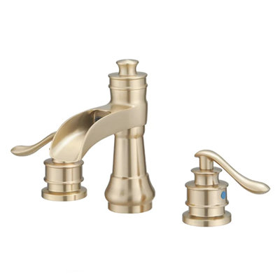 3-Hole 2-Handle Waterfall Widespread Bathroom Sink Faucet with Drain Assembly