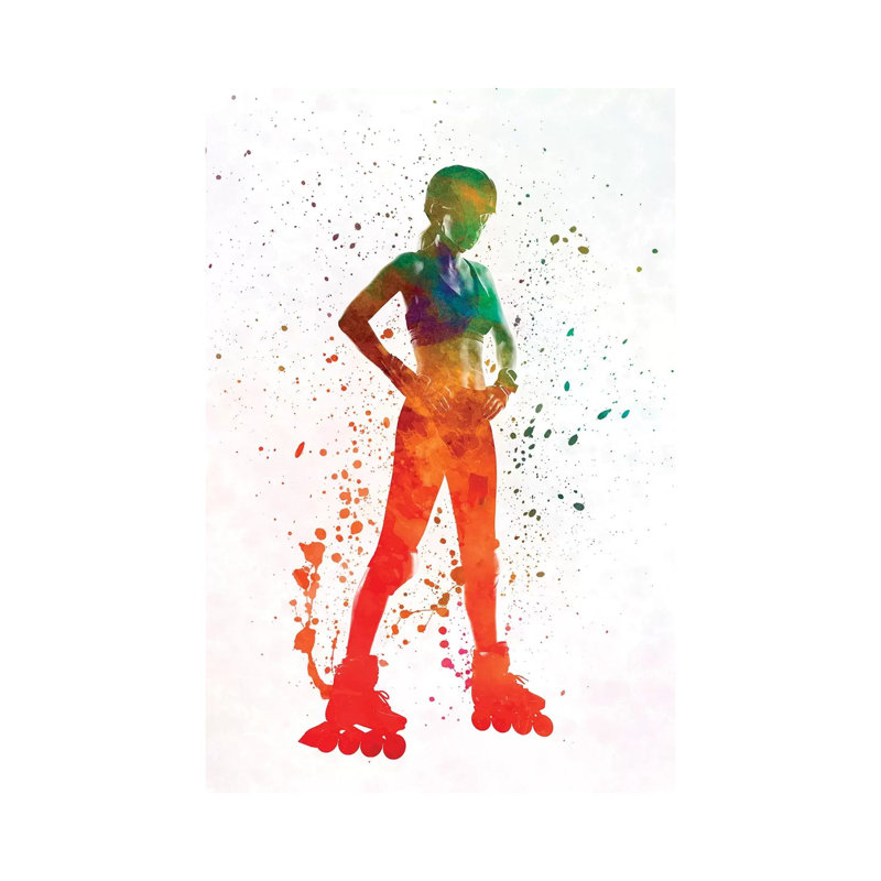 Woman In Roller Skates 11 In Watercolour by Paul Rommer - Wrapped Canvas Painting, 101.6 cm H x 66.04 cm W