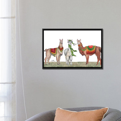 Christmas Llamas by Elizabeth Medley - Painting
