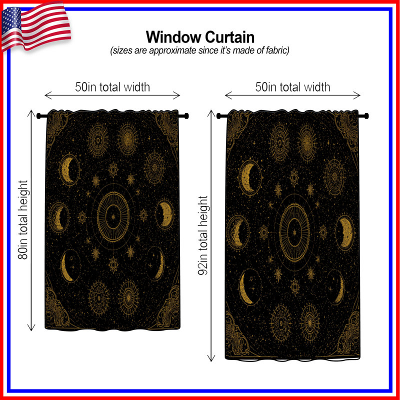 Rideaux célestes à motif de lune céleste, voilages et voilages occultants - 1 panneau, 50 po x 80 po - 1 panneau, Transparent