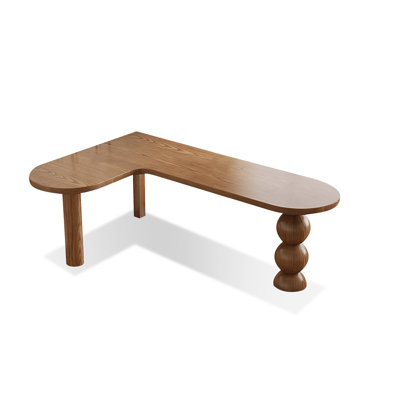 Brown L-Shaped Solid Wood  desk