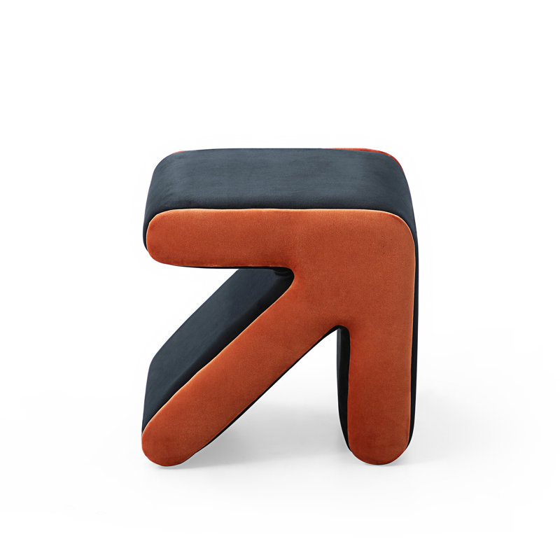 Tabouret d'appoint en bois massif et manufacturé, Noir/orange