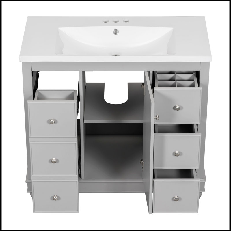 Meuble-lavabo simple 36 po avec comptoir Sebern, Gris