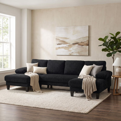 Canapé modulaire symétrique en U 114,22 "avec méridienne double, canapé d'angle surdimensionné en velours moderne avec assise profonde pour salon