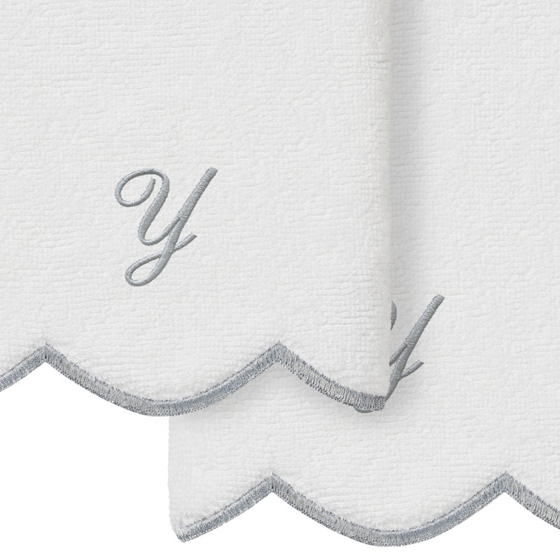 Ensemble de serviettes Linum Home Textiles 100% coton turc ADORNIA, Y, Blanc / Gris, Ensemble de 2 serviettes à doigts