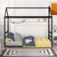 Lit plateforme simple en métal avec toit et cheminée (aucun sommier requis, support solide)-1846452241-1853144857