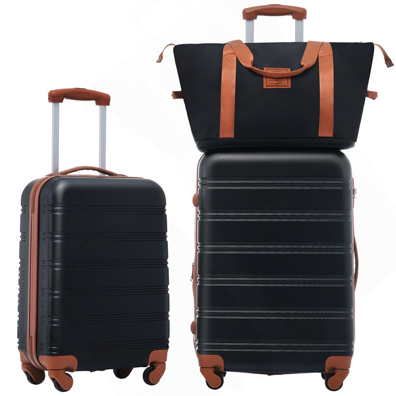 Valise Hardshell 2 pièces + valise à roulettes avec verrou TSA léger 20 po + 24 po