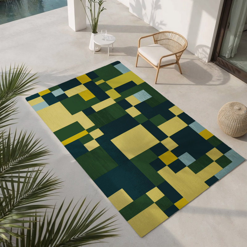 Geometric Grove Indoor And Outdoor Area Rug, Rectangle 5' x 7'