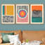 «Abstract Vibrant Color Blocks Mid-Century Multicolor Color Block Shape Abstract Geometric», ensemble de 3 impressions sur toile flottante-124478666-75849582