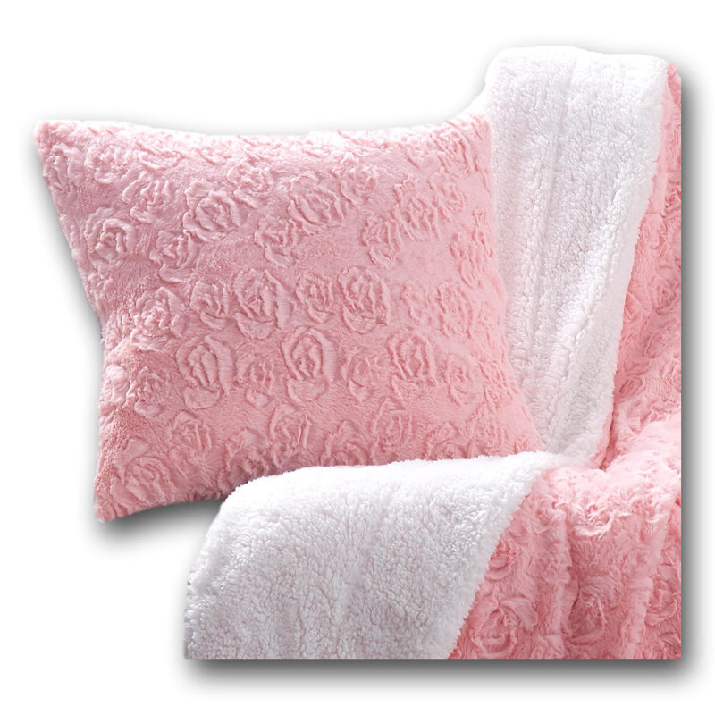 Floral Faux Fur Reversible Pillow Cover, 18" x 18"
