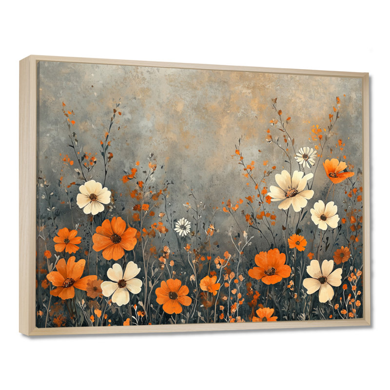 «Kinsman Brown Earth Roots of Wildflowers III», art mural fleurs sauvages, H 30 po x l 40 po, Cadre flottant érable