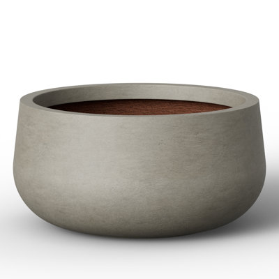 16 in. Stone Gray(Upgraded Interior) Medium Concrete Round Planter/ Pot Indoor& Outdoro Planter Bowl with Drainage Hole