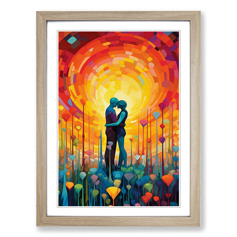 XYZ-FRM-V1223-4375 Lovers Colour Field No.3 - Single Picture Frame Print on Wood, Oak, 46cm H x 34cm W x 2cm D