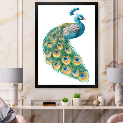 Vibrant bleu jaune et vert paon - Peinture sur toile