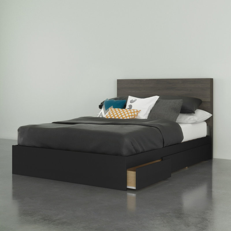 Ensemble de chambre à coucher Chinook, gris écorce et noir, Double