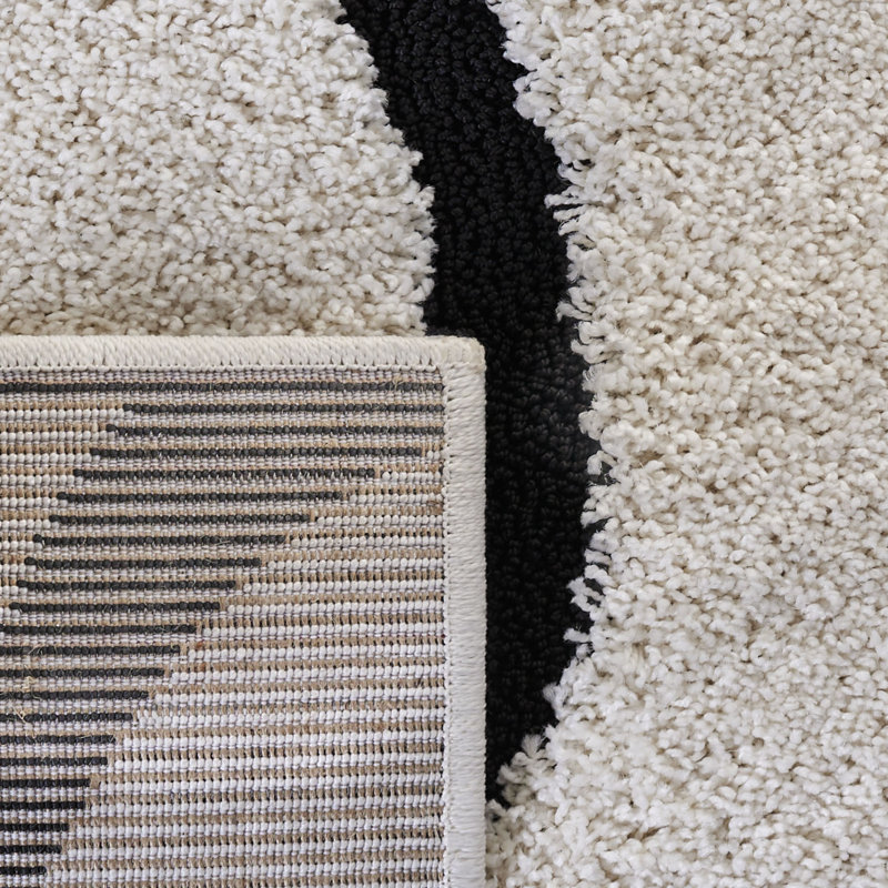 Philadelphia Power Loomed Polypropylene Ivory/Black Rug, Square 91 cm