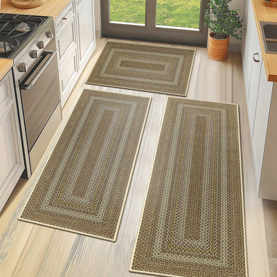 Machine Washable Kitchen Mat with Non-Slip Backing (Set of 3)