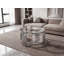 Table basse ronde en acier inoxydable en verre trempé double couche et argent