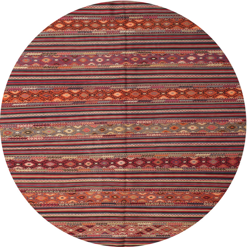 Tapis brun/orange/jaune contemporain, Rond 5 pi
