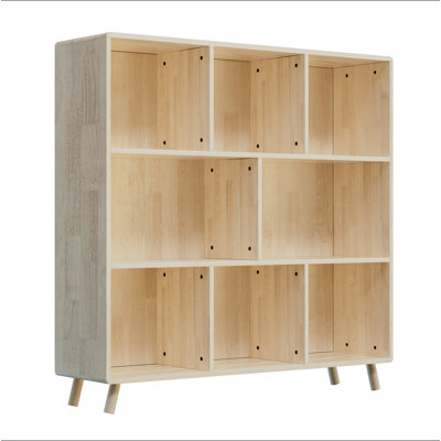 Armoire de rangement à 8 compartiments en bois de pin, L 44 po x H 44 po avec tablettes fixes pour livres / jouets / décoration intérieure, bibliothèque moderne en bois, armoire à compartiments multiples pour la maison / le bureau