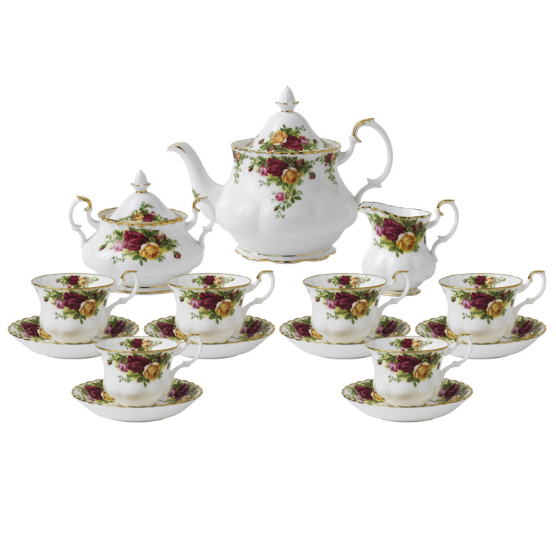 Royal Albert Old Country Roses 15-Piece Teaware Set, Service for 6