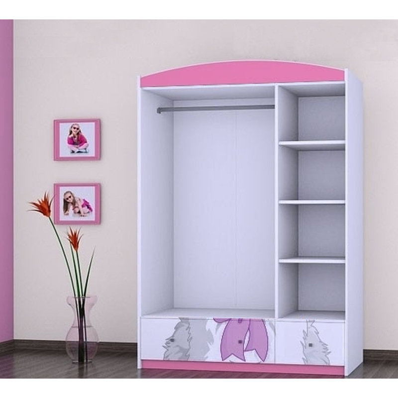 Nevin 3 Door Wardrobe, Pink