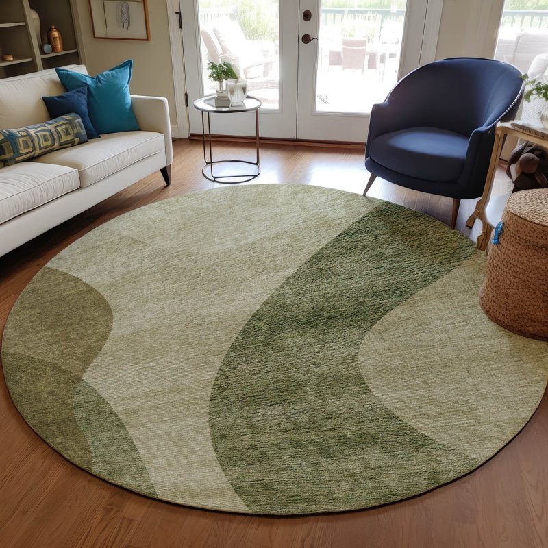 Fargo Washable Abstract Indoor / Outdoor Rug, Round 8'
