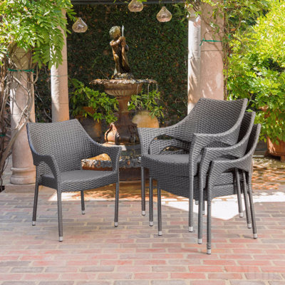 Mirage Grey Pe Wicker Stacking Armchair,4pcs