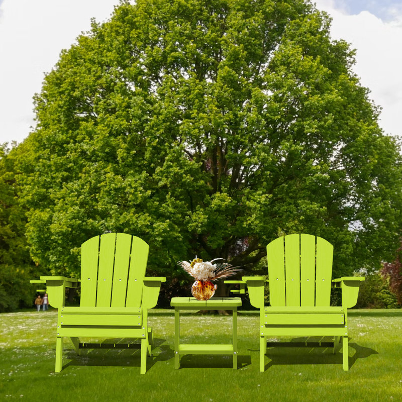 Folding Resin Adirondack Chairs (set Of 2), Green