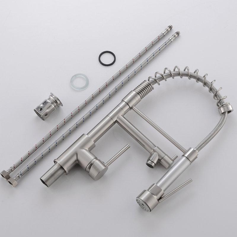 Brushed Nickel Pull Down Kitchen Sink Faucet, 360 Rotation, Efficient Operation Single Handle, Suitable For Various Sinks