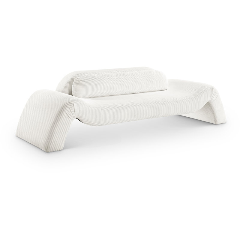 Causeuse Austin, Velours côtelé crème, 29.5" H x 107" W x 34" D