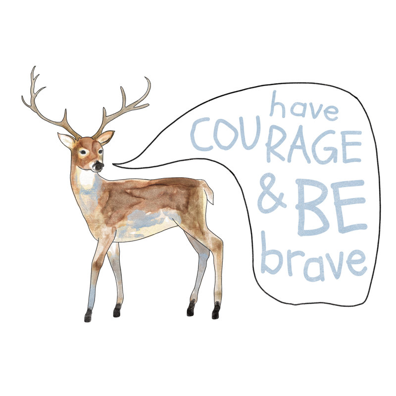 Have Courage Advice Deer - Wrapped Canvas Painting, 30cm H x 46cm W x 3.8cm D