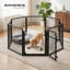Dog Playpen 8-Panel Heavy Duty Folding Steel Pet Enclosure with Door 138.5 x 138.5 x 60 cm Black