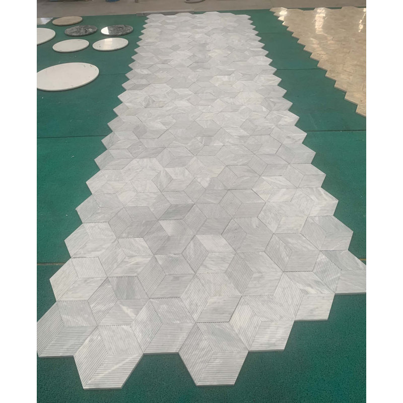 Carrelage hexagonal en pierre texturée 3D Hexagon pour mur, 1 boîte, 12 pièces, Apparence 3D, Gris / naturel