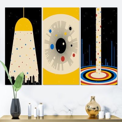 " Geometrics In Bright Colors II " 3 - Pieces