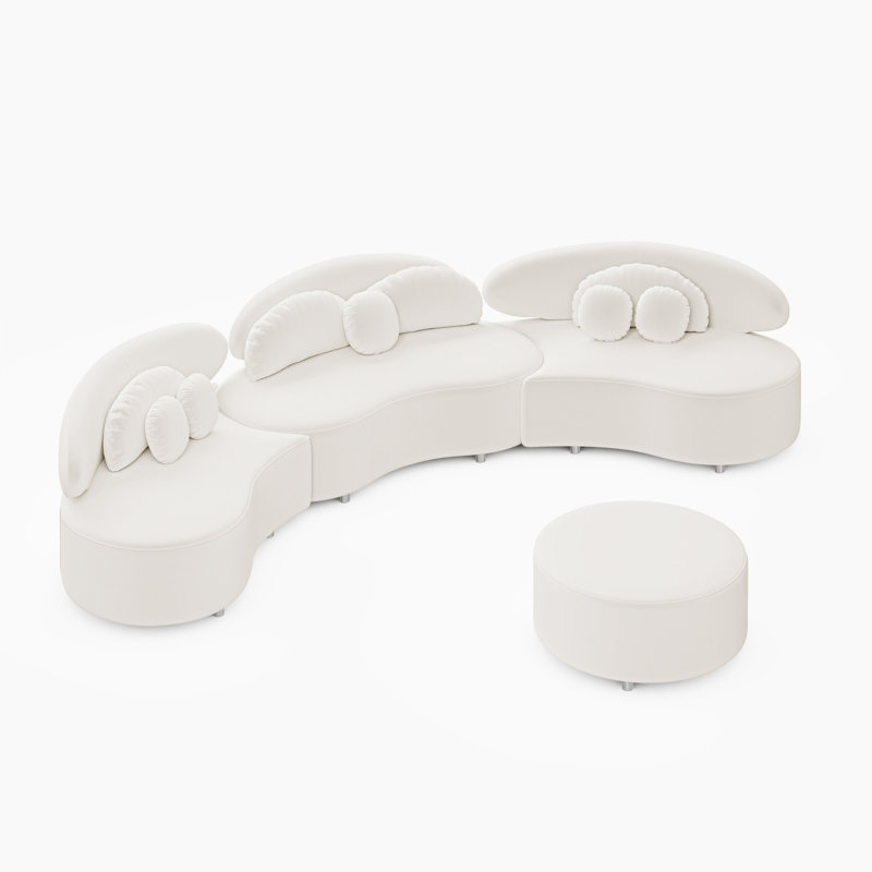 Canapé modulaire incurvé 7 places Modern, Beige
