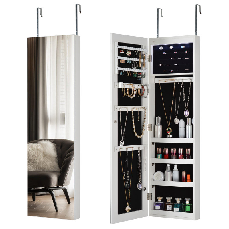 Armoire de rangement simple à bijoux avec miroir