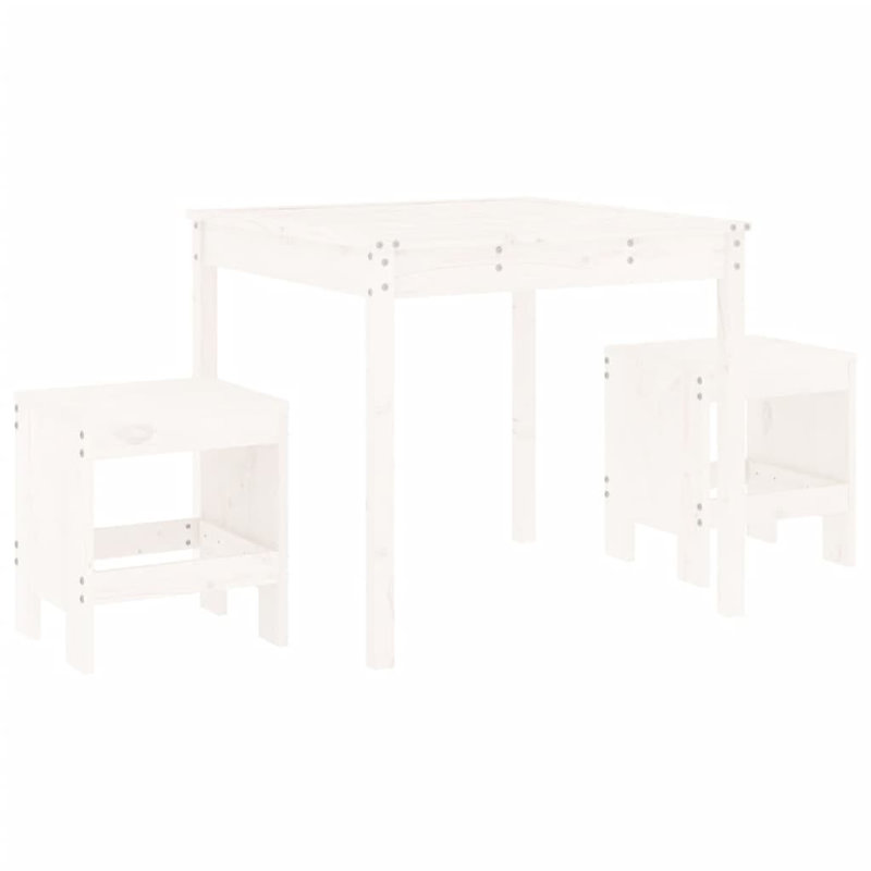 Nazayah 17 Stories Bar Set with Wood Frame and Solid Wood Outer Material, White