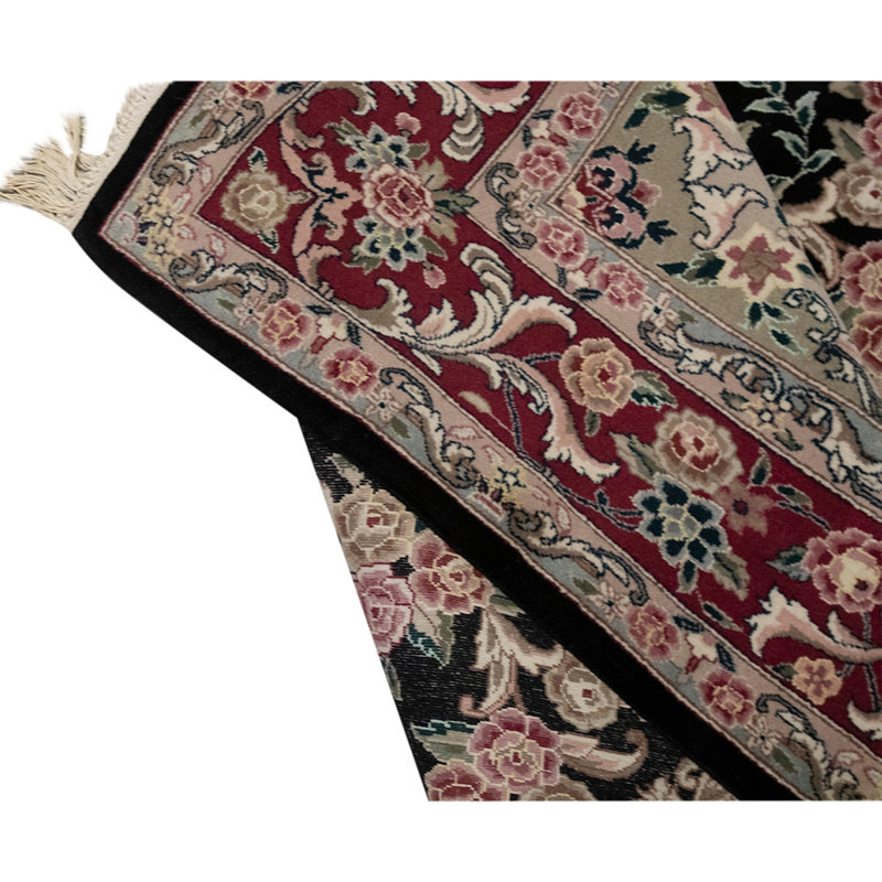 Tapis rouge / beige / noir noué à la main de haute qualité