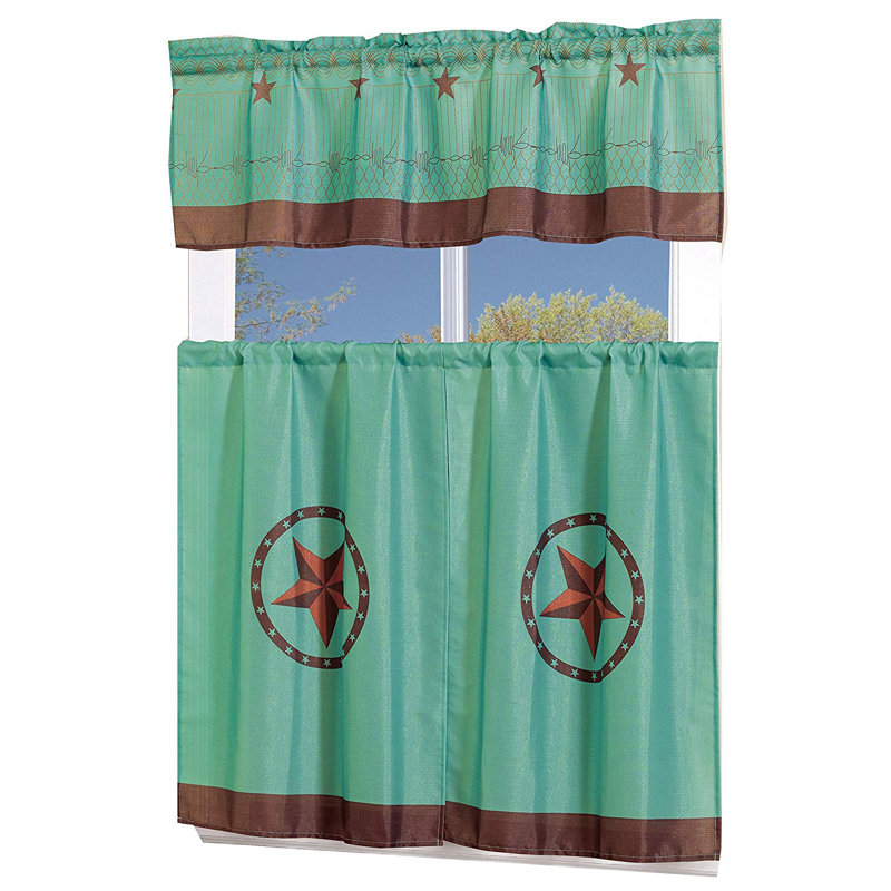 Brympton Tailored Kitchen Curtain, Teal Texas Star
