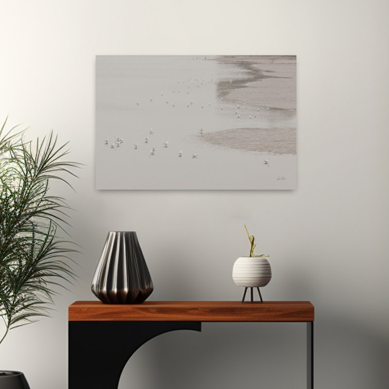 Oiseaux dans la brume, oiseau abstrait, art côtier, H 16 po x l 24 po