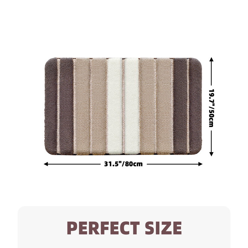 Danimir Microfiber / Microsuede Non-Slip Bath Rug, 20" W x 32" L, Brown