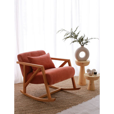 Fauteuil à oreilles luxueux, velours vermillon, 26,4 po x 29,5 po x 33,5 po | Pieds en bois robustes, hauteur d'assise confortable: 20,1 pouces | Chaise d'appoint parfaite pour le salon, design élégant et confortable