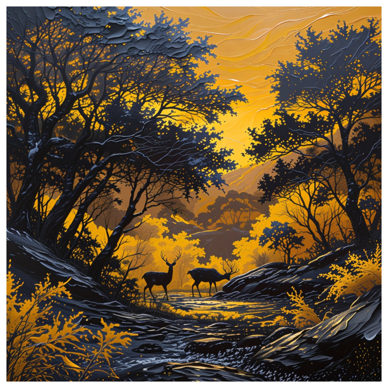 Coussins décoratifs jaunes Sunset Forest, 14 X 14 pouces