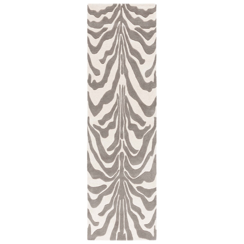 Carmaleta Hand Tufted Wool Pile Animal Print Rug, Runner 2'3" x 8'
