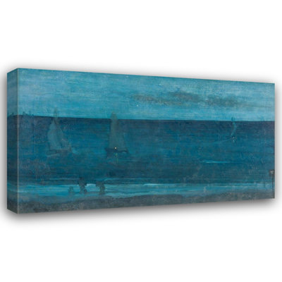 ArtDirect Whistler, James McNeill Gallery Wrapped Canvas Art Titled: Nocturne, Blue and Silver, Bognor 1871