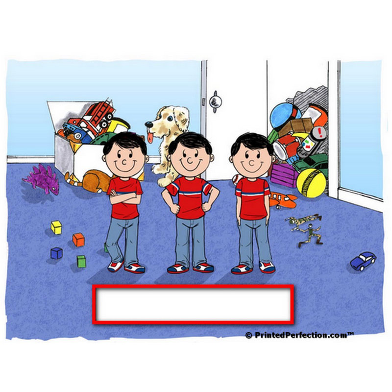 Personalized Triplets, Boys Small Spinning Key Chain, Yes